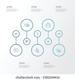 Economy icons line style set with money flow, briefcase, atm and other tactic elements. Isolated vector illustration economy icons.