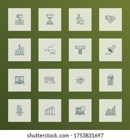 Economy icons line style set with cashback card, time is money, graph and other payment elements. Isolated vector illustration economy icons.