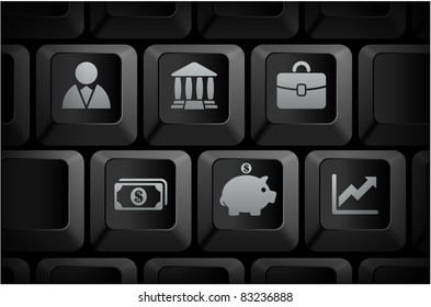 Economy Icons on Computer Keyboard Buttons Original Illustration