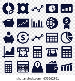 Economy icons set. set of 25 economy filled icons such as atm money withdraw, calculator, line graph, lot price, calclator, chart, graph, money box, pie chart, wallet