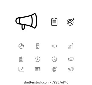 Economy icons set with aim, money and calendar elements. Set of economy icons and chart concept. Editable vector elements for logo app UI design.