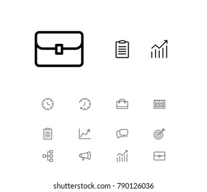 Economy icons set with graph, aim and conversation elements. Set of economy icons and chart concept. Editable vector elements for logo app UI design.