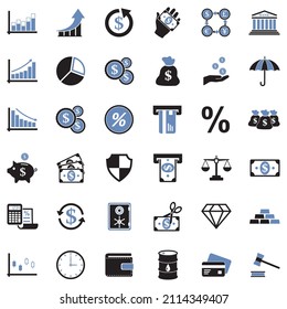 Economy Icons. Two Tone Flat Design. Vector Illustration. svg