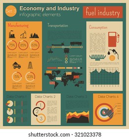 Economy and industry. Fuel industry. Industrial infographic template. Vector illustration