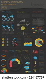 Economy and industry. Light industry. Industrial infographic template. Vector illustration