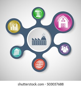 Economy infographic templates with connected metaballs, stock vector