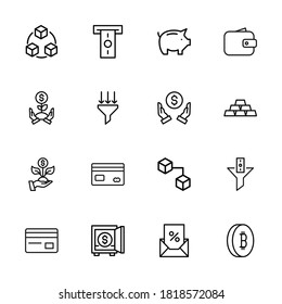 economy line icons set. Stroke vector elements for trendy design. Simple pictograms for mobile concept and web apps. Vector line icons isolated on a white background.