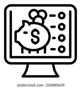 Economy monitor icon outline vector. Financial literacy. Money finance
