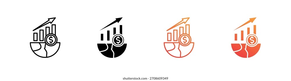Conjunto de Ícones de Vários Estilos de Economia