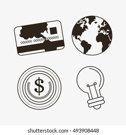 economy related icons line design image