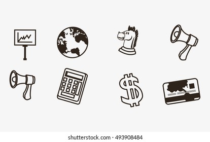 economy related icons line design image