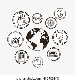 economy related icons line design image
