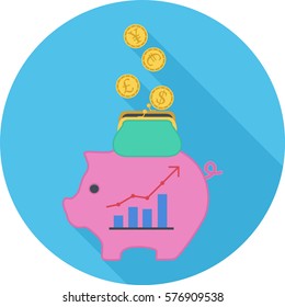 Economy Round Flat Icon. Vector Illustration