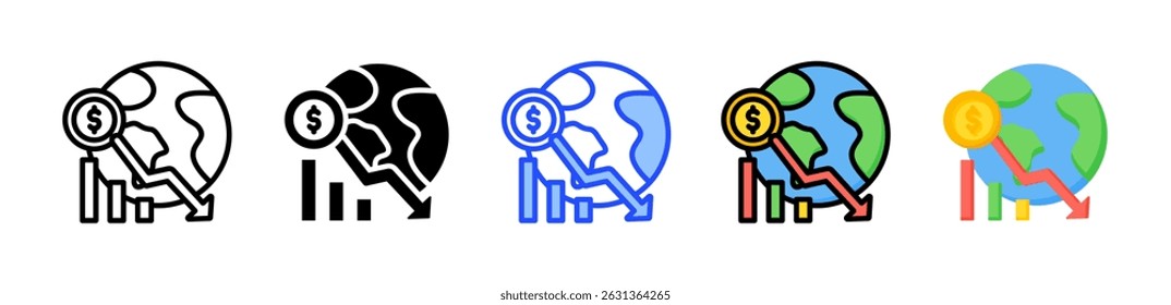 Economy Shock Icon Collection With Multiple Styles