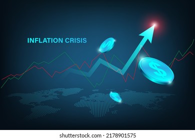 Economy and stock market business and financial background concept. Inflation crisis. Vector illustration design.