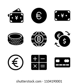 Economy vector icon set. analysis, monetary, btc and gold icons vector illustration.
