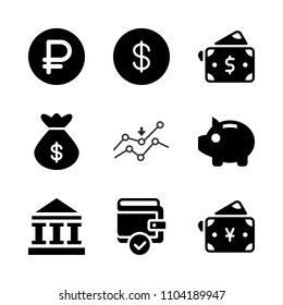 Economy vector icon set. banking, digital, invest and philippine icons vector illustration.