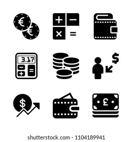 Economy vector icon set. bill, profit, divide and icon icons vector illustration.