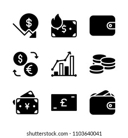 Economy vector icon set. businessman, credit, luck and gain icons vector illustration.