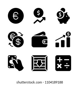 Economy vector icon set. container, diagram, giving and income icons vector illustration.