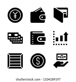 Economy vector icon set. delivery, value, shiny and market icons vector illustration.
