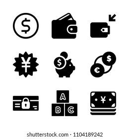 Economy vector icon set. deposit, holding, bitcoin and gold icons vector illustration.