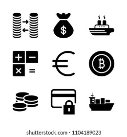 Economy vector icon set. dollar, report, international and marketing icons vector illustration.