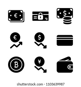 Economy vector icon set. e-commerce, usd, pocket and card icons vector illustration.