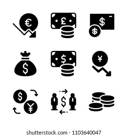 Economy vector icon set. illustration, management, objects and english icons vector illustration.