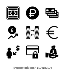 Economy vector icon set. large, cent, computer and buy icons vector illustration.