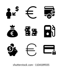 Economy vector icon set. network, black, loan and person icons vector illustration.