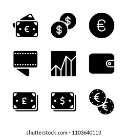 Economy vector icon set. one pound, visualization, presentation and app icons vector illustration.