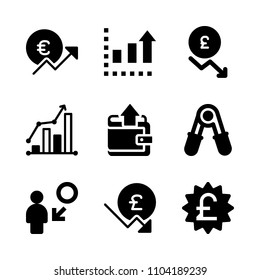 Economy vector icon set. payment, english, market and exchange icons vector illustration.