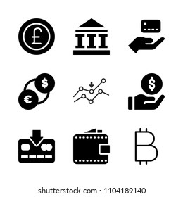 Economy vector icon set. price, retail, rate and one pound coin icons vector illustration.