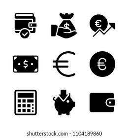 Economy vector icon set. rich, president, one and purse icons vector illustration.