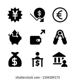 Economy vector icon set. wealth, loan, save and object icons vector illustration.