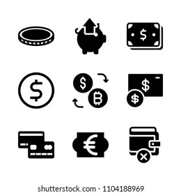 Economy vector icon set. white, color, black and cryptocurrency icons vector illustration.