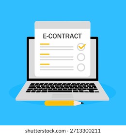 Formulário E-Contract na tela do notebook