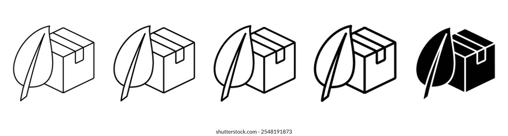 ecoparcel Symbol Einfache dünne Linie Logo-Set