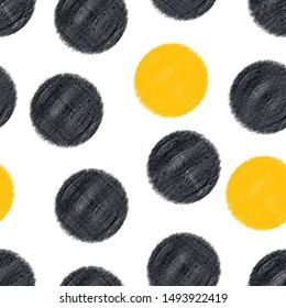 ecorative abstract polka dots in the style of the 60s.
 Cheerful polka dot vector seamless pattern. Can be used in textile industry, paper, background, scrapbooking.