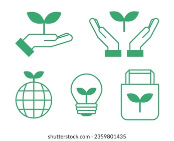Icono relacionado con la ecología conjunto de imágenes de la tierra respetuosas con el medio ambiente