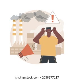 Ilustración vectorial de concepto abstracto que avergüenza la ecología. La ansiedad ecológica, la vergüenza de internet, el activista ecológico, el abuso de sentimientos, la propaganda, la estrategia de marketing, el consumismo, el movimiento verde, la metáfora abstracta.