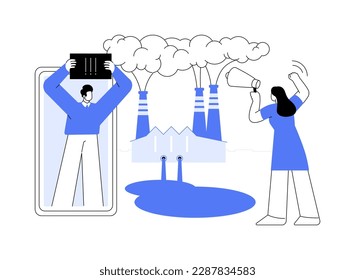 Eco-shaming abstract concept vector illustration. Eco anxiety, internet shaming, ecological activist, feelings abuse, propaganda, marketing strategy, consumerism, green movement abstract metaphor.