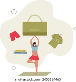 eco-shopping. modern young woman chooses clothes on the Internet.flat vector illustration.