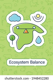 Ecosystem balance brochure.Requires sustainable interdependence of plants,animals.Flyer, magazine, poster, booklet.Biodiversity infographic concept. Layout illustration page with icon