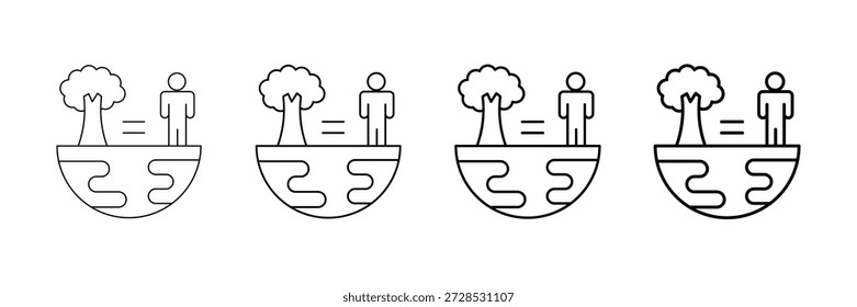 Ökosystem-Balance-Symbole Vektor-Set in verschiedenen Strich Linie Stil