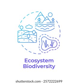 Ecosystem biodiversity blue gradient concept icon. Diverse landscapes. Different physical environments. Round shape line illustration. Abstract idea. Graphic design. Easy to use in article