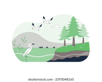 Ecosystem, Biodiversity and different forest habitats, carnivore animals. Wild life and environment, biology, flora and fauna. Ecology and nature. 
design, vector illustration