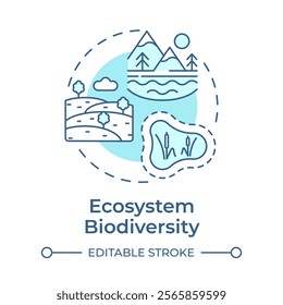 Ecosystem biodiversity soft blue concept icon. Diverse landscapes. Different physical environments. Round shape line illustration. Abstract idea. Graphic design. Easy to use in article