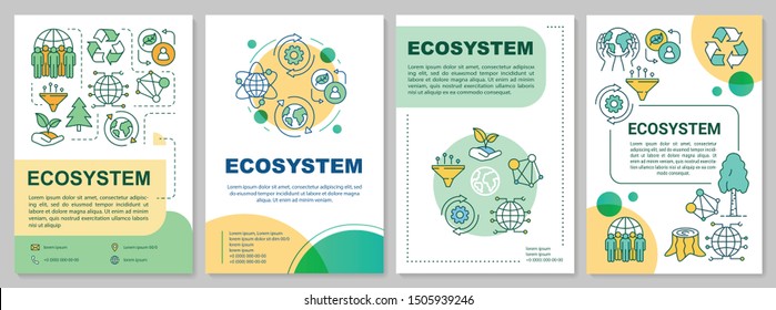 Ecosystem brochure template. Environmental conservation. Flyer, booklet, leaflet print, cover design with linear illustrations. Vector page layouts for magazines, annual reports, advertising posters